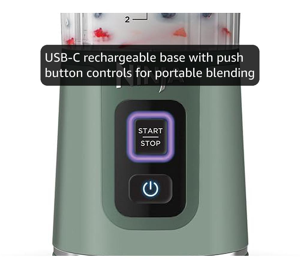 Ninja Blast Portable Blender, 530ml, Leakproof Lid & Sip Spout, Powerful Cordless Mini Blender, Rechargeable, Portable Smoothies, Protein Shakes, Blends Ice & Frozen Fruit, Forest Green, BC151UKEM