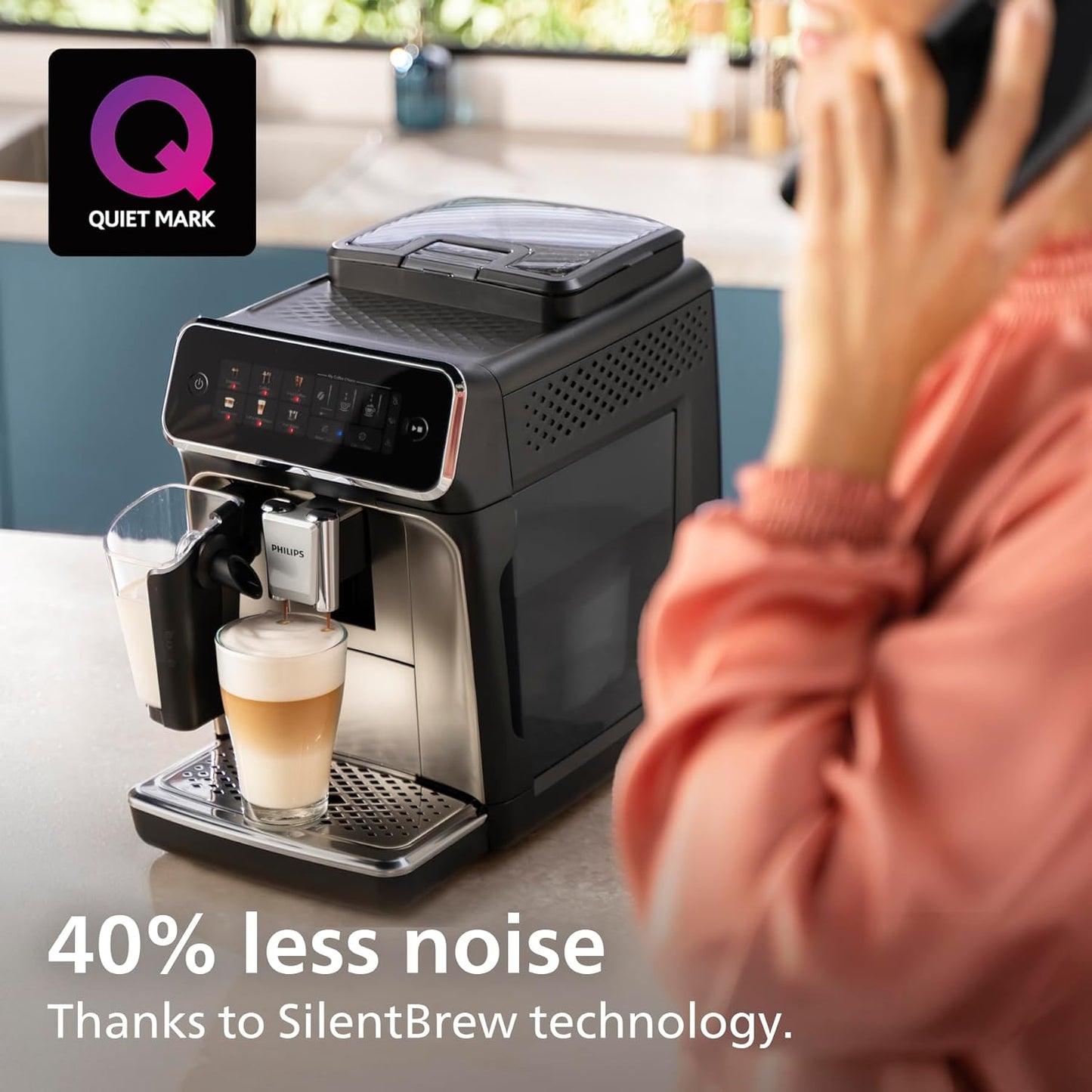 Philips 3300 Series Bean-to-Cup Coffee Machine EP3347/90 – 6 Hot & Iced Drinks, LatteGo Milk Frother, Ultra-Quiet Ceramic Grinder, Fully Automatic Espresso & Cappuccino Maker