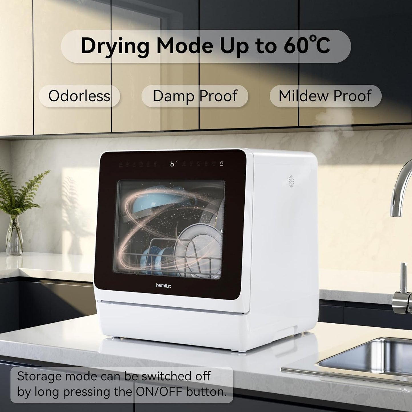 RavoDeals™ Table Top Dishwasher 7+3 Programmes, Mini Countertop Dishwasher with 5 Place Settings, Delayed Star Function & Child Lock