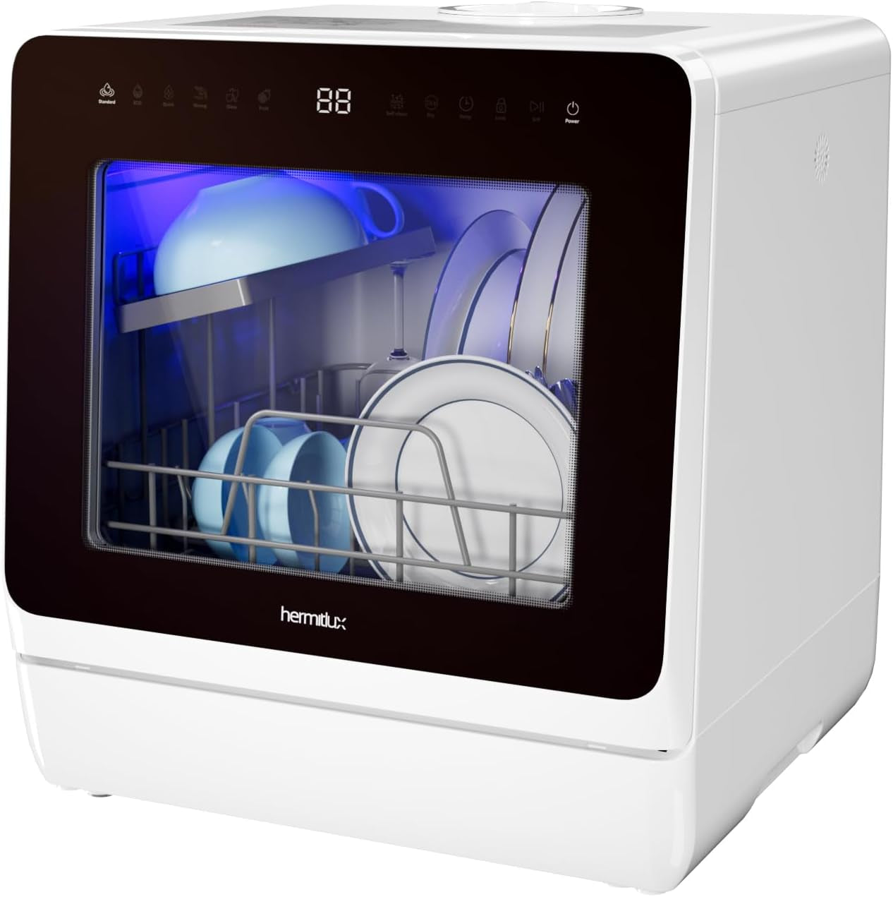 RavoDeals™ Table Top Dishwasher 7+3 Programmes, Mini Countertop Dishwasher with 5 Place Settings, Delayed Star Function & Child Lock