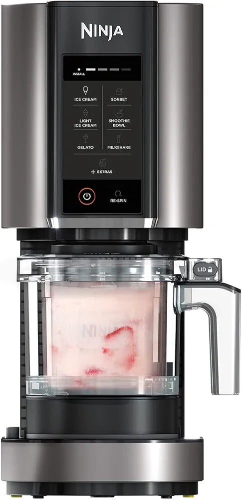 Ninja CREAMi Ice Cream Maker & Frozen Dessert Maker with 3 Tubs, 7 Programs, Makes Ice Cream, Gelato, Sorbet, Smoothie Bowl, Milkshakes and more, Black/Silver, Makes 1.4L of Ice Cream, NC300UK