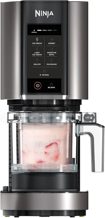 Ninja CREAMi Ice Cream Maker & Frozen Dessert Maker with 3 Tubs, 7 Programs, Makes Ice Cream, Gelato, Sorbet, Smoothie Bowl, Milkshakes and more, Black/Silver, Makes 1.4L of Ice Cream, NC300UK