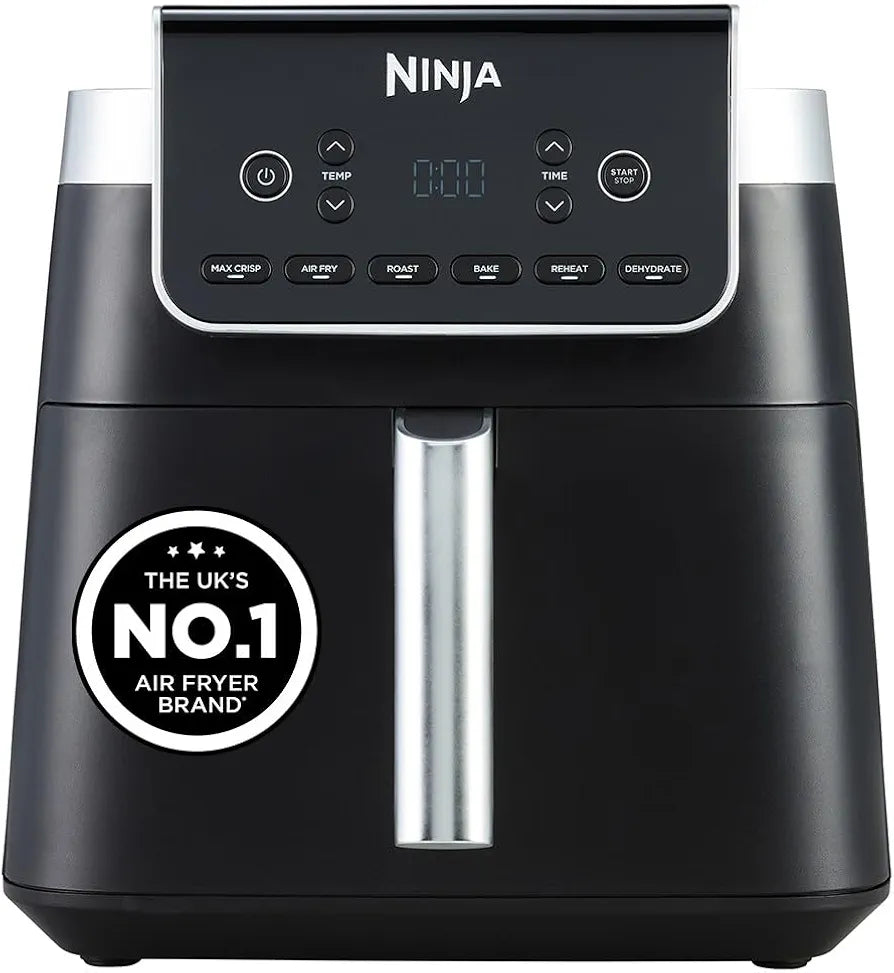 Ninja Air Fryer MAX PRO, 6.2L, Uses No Oil, Large Square Single Drawer, Roast, Bake, Air Fry, Digital, Cook From Frozen, Non-Stick, Dishwasher Safe Basket & Crisper Plate, Grey, AF180UKBRN