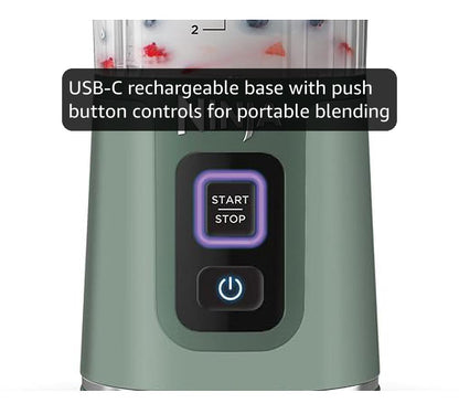 Ninja Blast Portable Blender, 530ml, Leakproof Lid & Sip Spout, Powerful Cordless Mini Blender, Rechargeable, Portable Smoothies, Protein Shakes, Blends Ice & Frozen Fruit, Forest Green, BC151UKEM