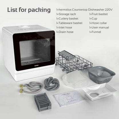 RavoDeals™ Table Top Dishwasher 7+3 Programmes, Mini Countertop Dishwasher with 5 Place Settings, Delayed Star Function & Child Lock