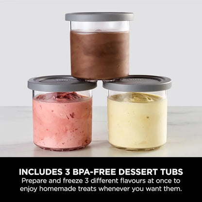 Ninja CREAMi Ice Cream Maker & Frozen Dessert Maker with 3 Tubs, 7 Programs, Makes Ice Cream, Gelato, Sorbet, Smoothie Bowl, Milkshakes and more, Makes 1.4L of Ice Cream, Black & Copper, NC300UKCP