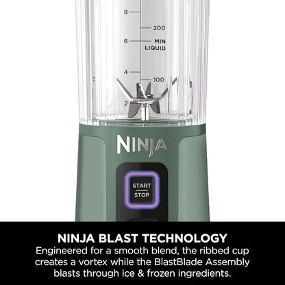 Ninja Blast Portable Blender, 530ml, Leakproof Lid & Sip Spout, Powerful Cordless Mini Blender, Rechargeable, Portable Smoothies, Protein Shakes, Blends Ice & Frozen Fruit, Forest Green, BC151UKEM