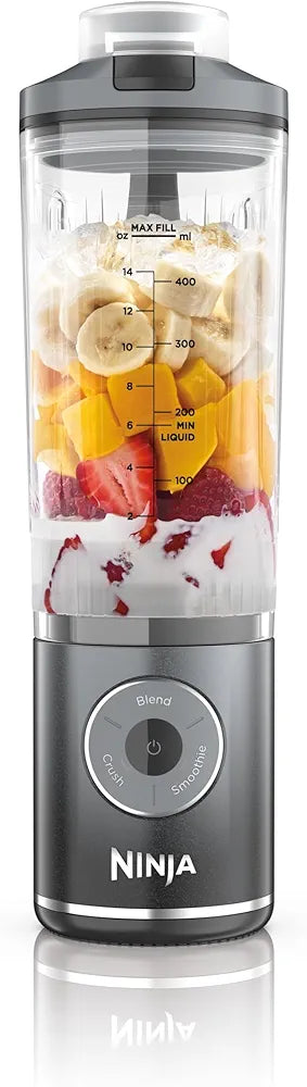 Ninja Blast Max Portable Blender, 570ml, Rechargeable Battery, Blending Cup & Leak-proof Lid, 3x Blend Functions, Makes Smoothies, Protein Shakes, Blends Ice & Frozen Fruit, Cool Grey BC251EUGY