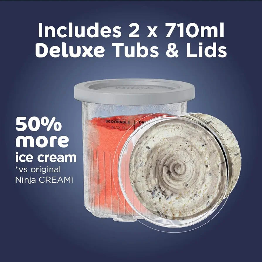 Ninja CREAMi Deluxe Ice Cream Maker and Frozen Dessert Maker with 3 Tubs, 10 Functions, Makes Ice Cream Slushi and More, 2-in-1 Flavour Option, Stone Gold, NC501UKSTGD