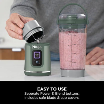 Ninja Blast Portable Blender, 530ml, Leakproof Lid & Sip Spout, Powerful Cordless Mini Blender, Rechargeable, Portable Smoothies, Protein Shakes, Blends Ice & Frozen Fruit, Forest Green, BC151UKEM