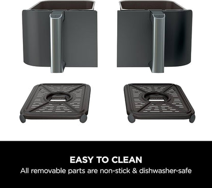 Ninja Foodi Max XXXL Dual Zone Air Fryer, 2 Basket Airfryer, 9.5L Extra Large Drawer Capacity, 6 Functions, Non Stick Ceramic, AF400ANZ, Black