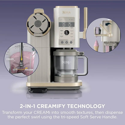 Ninja CREAMi Scoop and Swirl Ice Cream Machine with 2x Tubs, 13 Functions, Makes Ice Cream, Soft Serve, Gelato, Sorbet, Milkshakes and More, Mix-In Option, Stone Gold, NC701UKSTGD