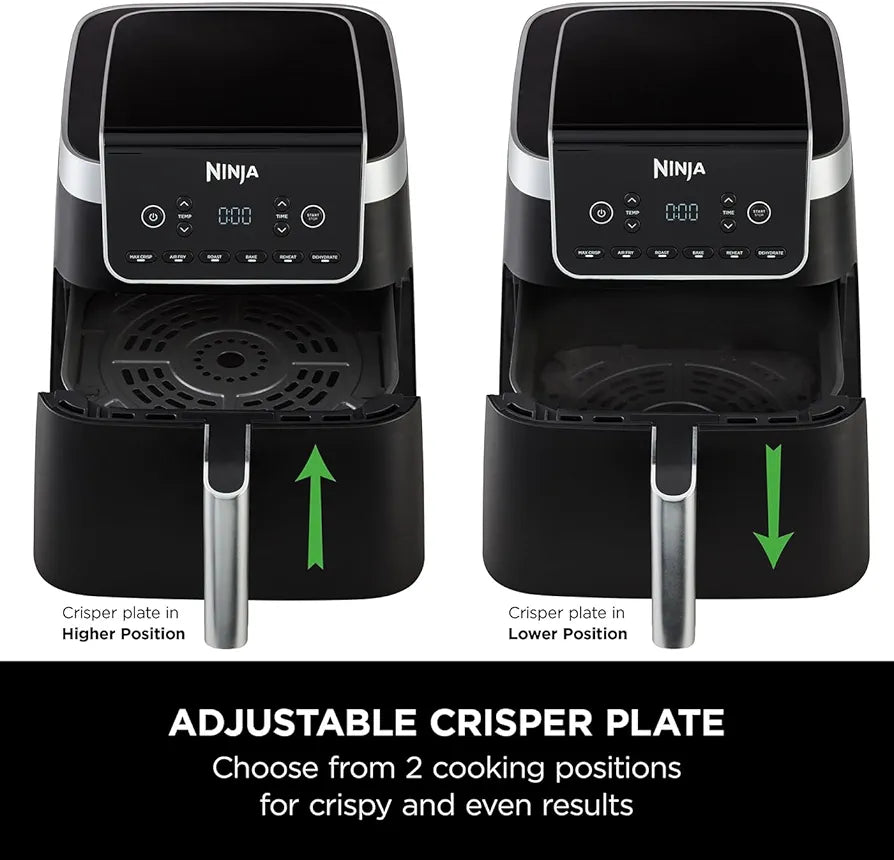 Ninja Air Fryer MAX PRO, 6.2L, Uses No Oil, Large Square Single Drawer, Roast, Bake, Air Fry, Digital, Cook From Frozen, Non-Stick, Dishwasher Safe Basket & Crisper Plate, Grey, AF180UKBRN