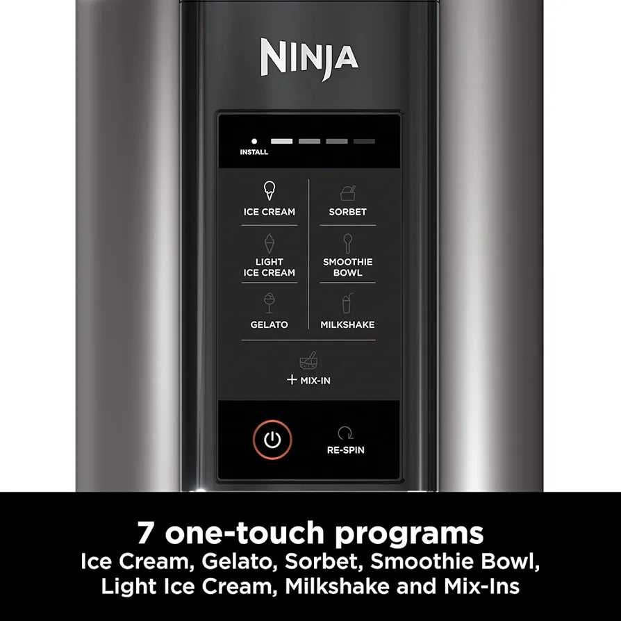 Ninja CREAMi Ice Cream Maker & Frozen Dessert Maker with 3 Tubs, 7 Programs, Makes Ice Cream, Gelato, Sorbet, Smoothie Bowl, Milkshakes and more, Black/Silver, Makes 1.4L of Ice Cream, NC300UK