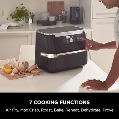 Ninja Foodi FlexDrawer Double Zone Air Fryer with Removable Divider, 10.4L Large Drawer, 7-in-1 Oil-Free Air Fryer for Frying, Roasting, Baking with Maximum Crispness