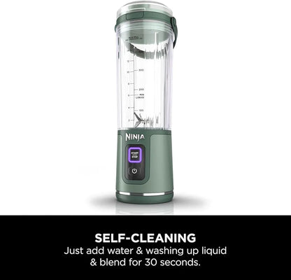 Ninja Blast Portable Blender, 530ml, Leakproof Lid & Sip Spout, Powerful Cordless Mini Blender, Rechargeable, Portable Smoothies, Protein Shakes, Blends Ice & Frozen Fruit, Forest Green, BC151UKEM