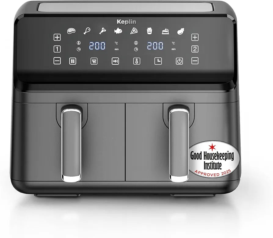 Keplin 9L Dual Zone Air Fryer - 8in1 Cooking Functions - 2700W Energy-Saving Cooker - Extra-Large