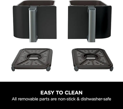 Ninja Foodi Dual Zone Digital Air Fryer, 2 Drawers, 7.6L, 6-in-1, Uses No Oil, Air Fry, Max Crisp, Roast, Bake, Reheat, Dehydrate, Cooks 4-6 Portions, Non-Stick, Dishwasher Safe Baskets, Black AF300UK