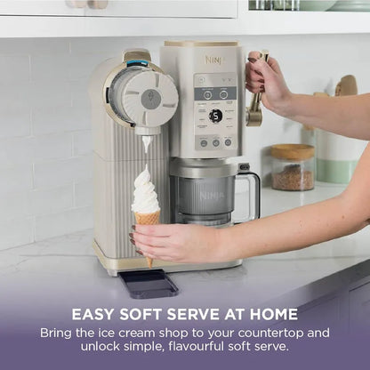 Ninja CREAMi Scoop and Swirl Ice Cream Machine with 2x Tubs, 13 Functions, Makes Ice Cream, Soft Serve, Gelato, Sorbet, Milkshakes and More, Mix-In Option, Stone Gold, NC701UKSTGD