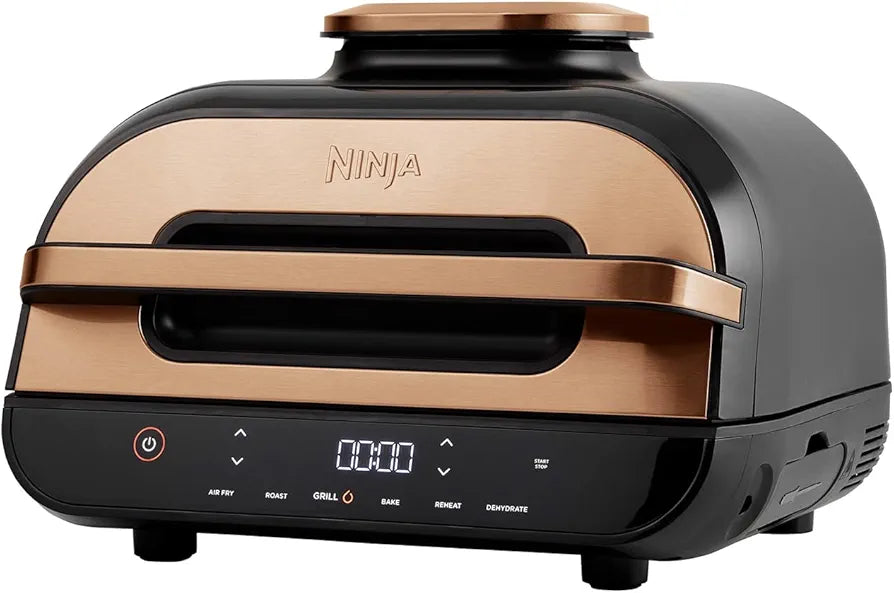Ninja Foodi MAX Health Grill & Air Fryer 3.8L with Digital Cooking Probe, 6-in-1 Air Fry, Bake, Roast & more, Dishwasher Safe Parts, Large Grill Plate, Copper/Black Amazon Exclusive AG551UKCP