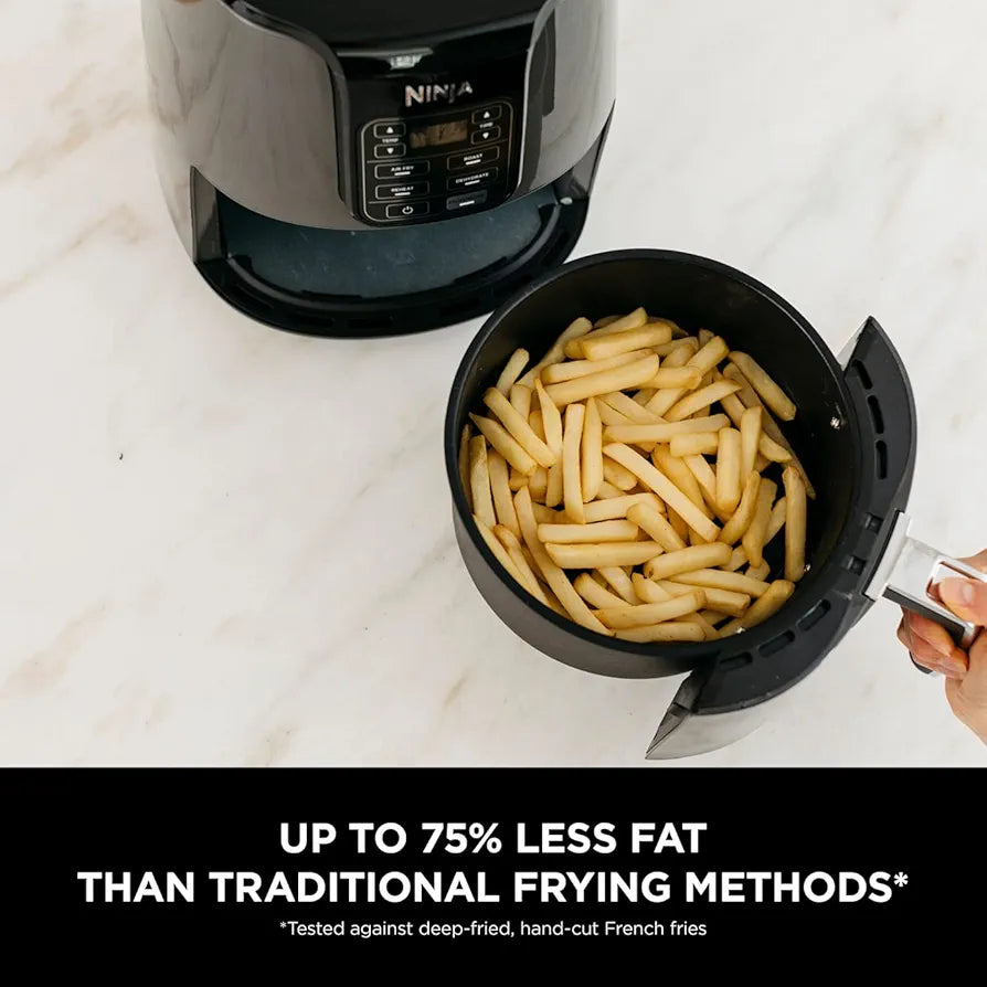 Ninja Air Fryer, 3.8L, 4-in-1, Uses No Oil, Air Fry, Roast, Reheat, Dehydrate, Non-Stick, Dishwasher Safe Basket, Cooks 2-4 Portions, Digital, Grey & Black, AF100UK