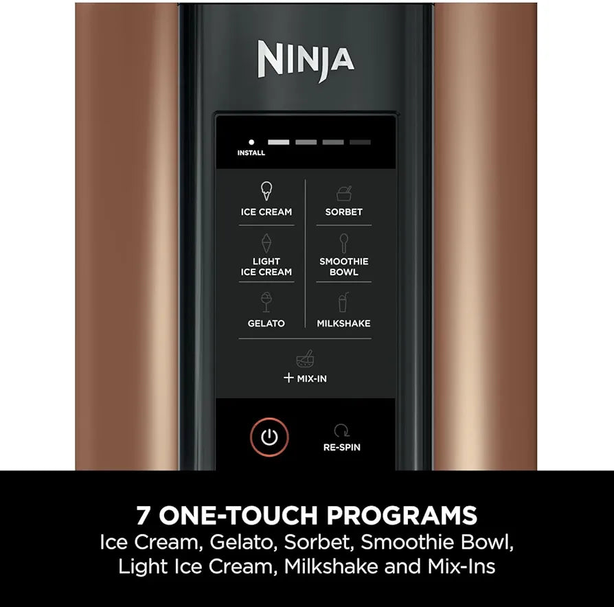 Ninja CREAMi Ice Cream Maker & Frozen Dessert Maker with 3 Tubs, 7 Programs, Makes Ice Cream, Gelato, Sorbet, Smoothie Bowl, Milkshakes and more, Makes 1.4L of Ice Cream, Black & Copper, NC300UKCP