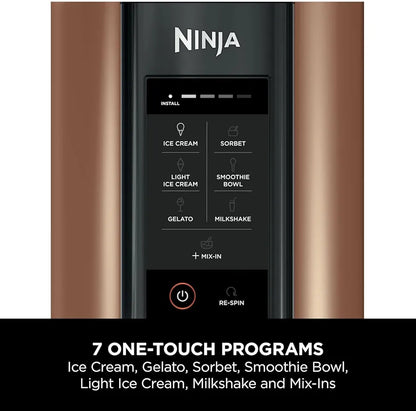 Ninja CREAMi Ice Cream Maker & Frozen Dessert Maker with 3 Tubs, 7 Programs, Makes Ice Cream, Gelato, Sorbet, Smoothie Bowl, Milkshakes and more, Makes 1.4L of Ice Cream, Black & Copper, NC300UKCP