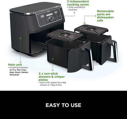 NINJA Foodi MAX Dual Zone 9.5L Air Fryer AF400UK