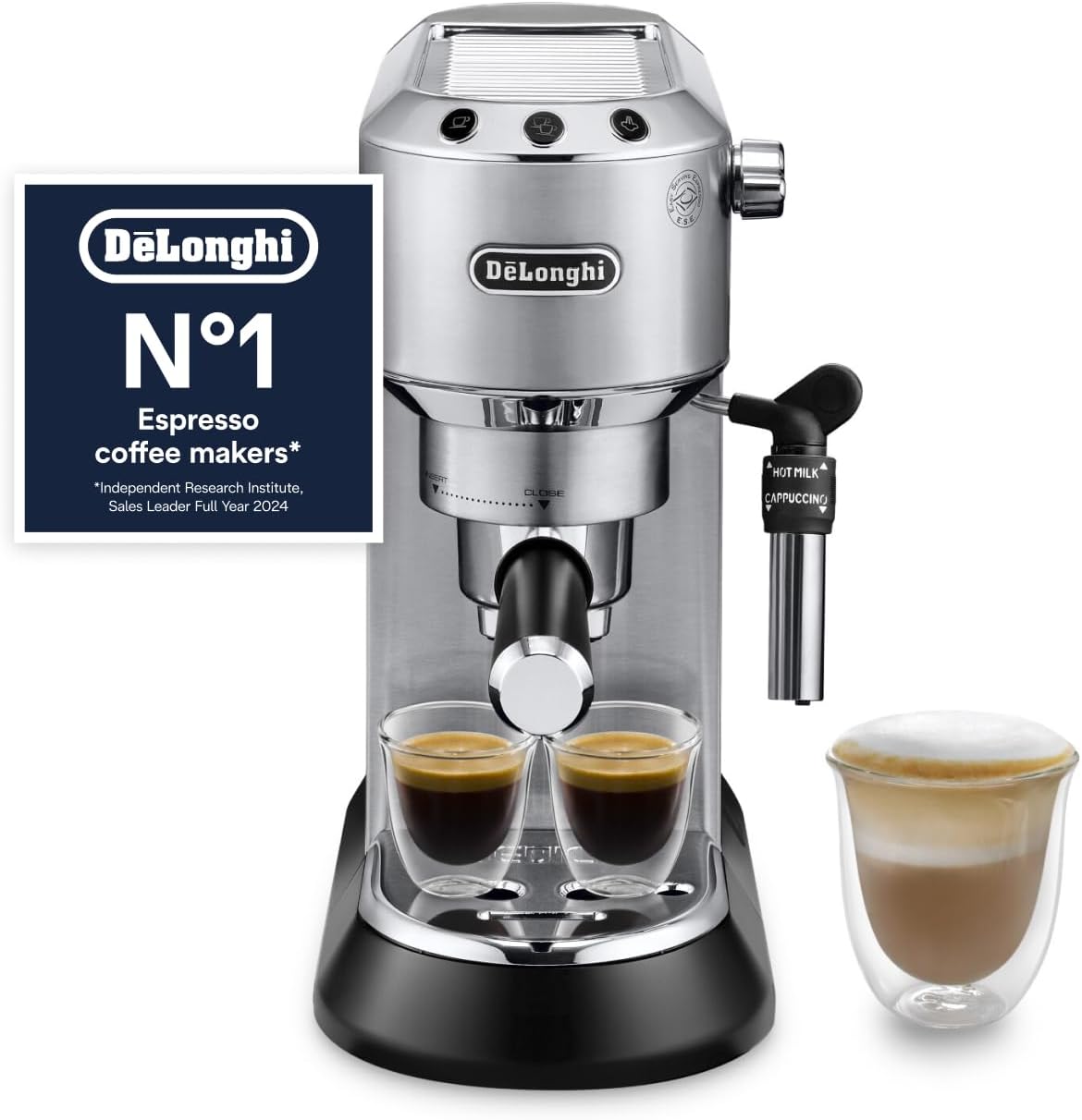 De’Longhi Dedica Style EC685M Traditional Pump Espresso Machine – Coffee & Cappuccino Maker, 15-Bar Pressure, Slim Design, Silver
