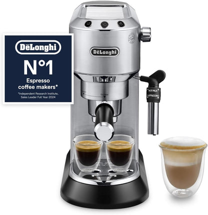 De’Longhi Dedica Style EC685M Traditional Pump Espresso Machine – Coffee & Cappuccino Maker, 15-Bar Pressure, Slim Design, Silver
