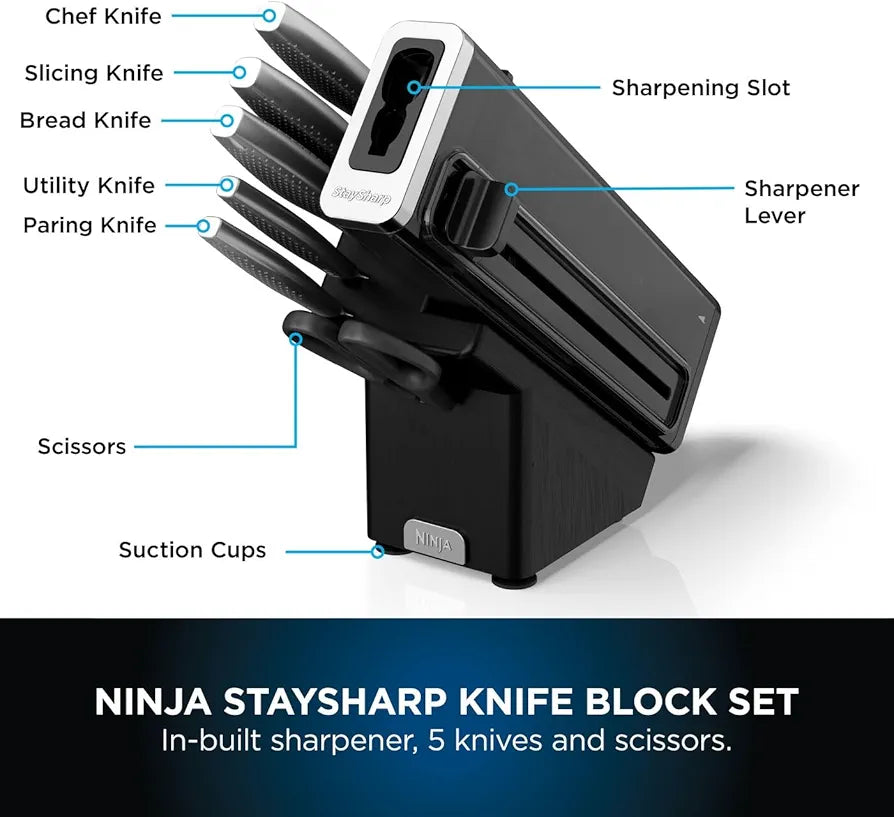 Ninja StaySharp Stainless 6-Piece Knife Set & Wood Block