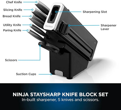 Ninja StaySharp Stainless 6-Piece Knife Set & Wood Block