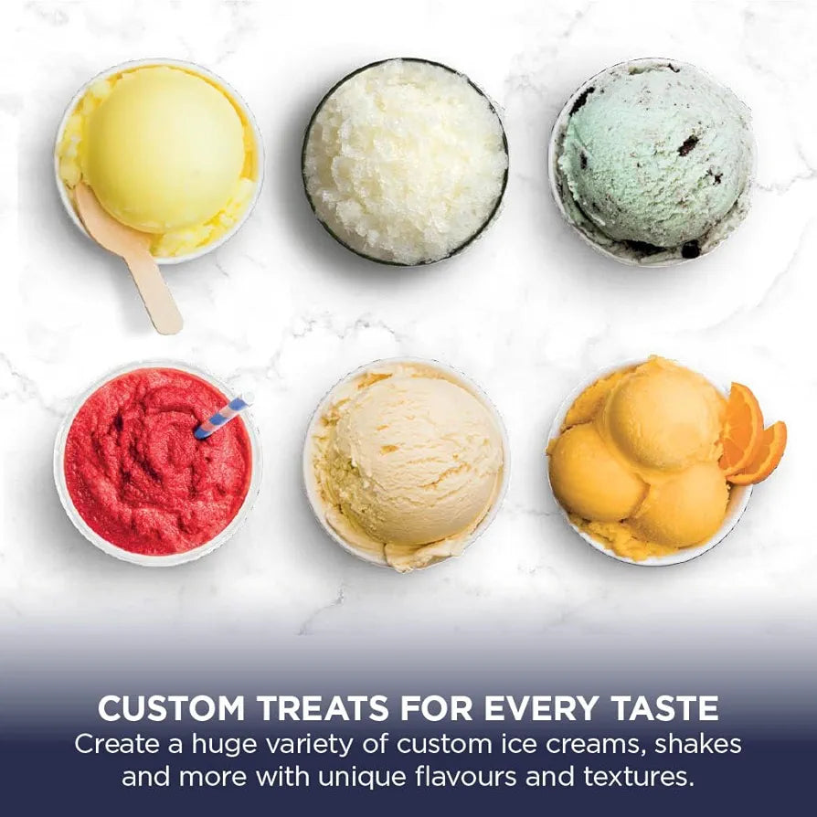 Ninja CREAMi Deluxe Ice Cream Maker and Frozen Dessert Maker with 3 Tubs, 10 Functions, Makes Ice Cream Slushi and More, 2-in-1 Flavour Option, Stone Gold, NC501UKSTGD