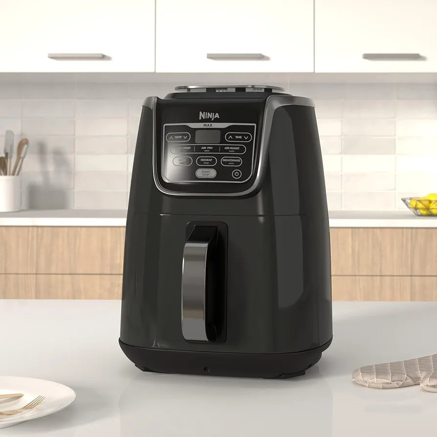 Ninja Air Fryer MAX, 5.2L, 6-in-1, Uses No Oil, Air Fry, Max Crisp, Roast, Bake, Reheat, Dehydrate, Family Size, Digital, Cook From Frozen, Non-Stick, Dishwasher Safe Basket, Grey & Black, AF160UK