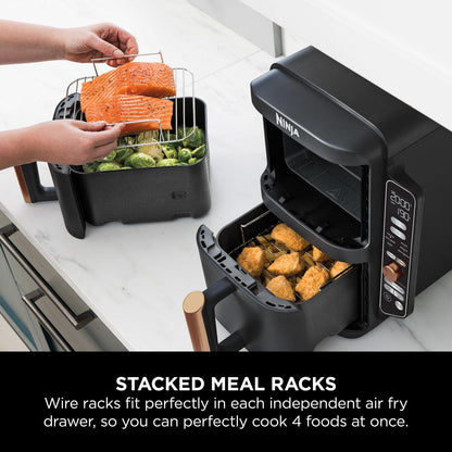 Ninja Double Stack XL Air Fryer SL400UKCP – Vertical Dual Drawer Air Fryer, 9.5L Capacity, 4 Cooking Levels, 6 Functions, Space-Saving Design, Black & Copper
