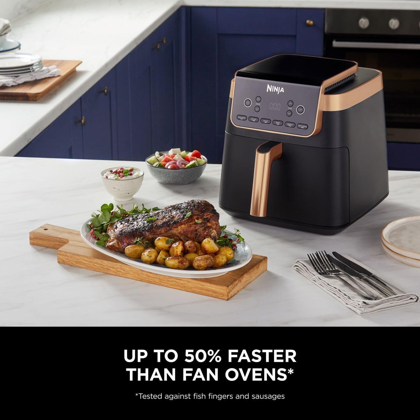 Ninja Air Fryer MAX PRO AF180UKCP – 6.2L Large Single Drawer Air Fryer, No Oil Cooking, Roast, Bake & Air Fry, Family Size, Black & Copper