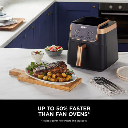 Ninja Air Fryer MAX PRO AF180UKCP – 6.2L Large Single Drawer Air Fryer, No Oil Cooking, Roast, Bake & Air Fry, Family Size, Black & Copper