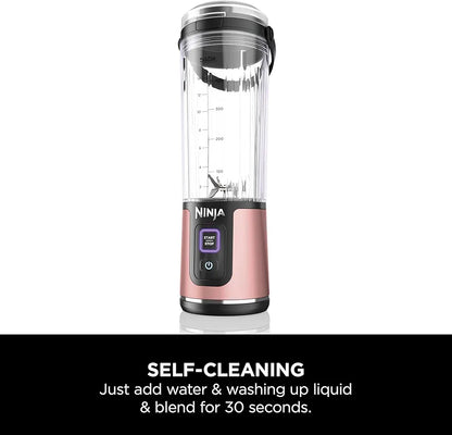 Ninja 2-Pack Blast 530ml Portable Blender, Leakproof Lid & Sip Spout, Cordless Mini Blender, Rechargeable, Portable Smoothies, Protein Shakes, & Frozen Fruit, Rose Gold & Metallic Silver, BC151UKEUGV