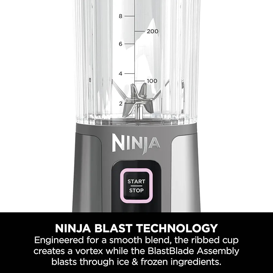 Ninja 2-Pack Blast 530ml Portable Blender, Leakproof Lid & Sip Spout, Cordless Mini Blender, Rechargeable, Portable Smoothies, Protein Shakes, & Frozen Fruit, Rose Gold & Metallic Silver, BC151UKEUGV