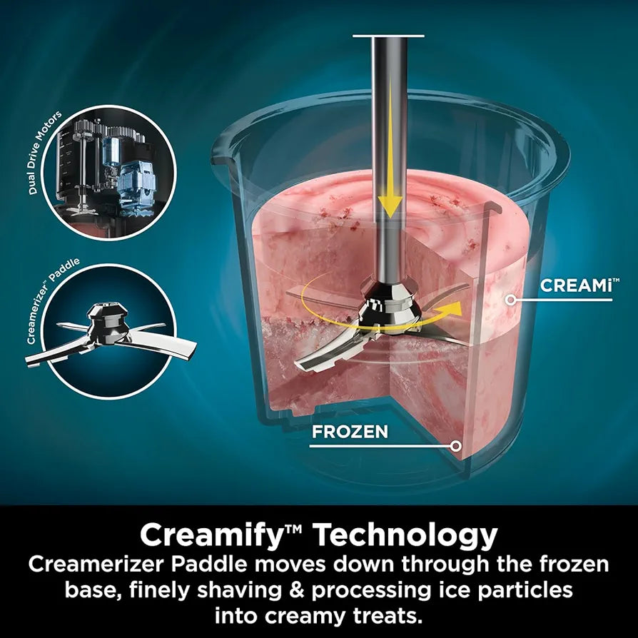 Ninja CREAMi Ice Cream Maker & Frozen Dessert Maker with 3 Tubs, 7 Programs, Makes Ice Cream, Gelato, Sorbet, Smoothie Bowl, Milkshakes and more, Black/Silver, Makes 1.4L of Ice Cream, NC300UK