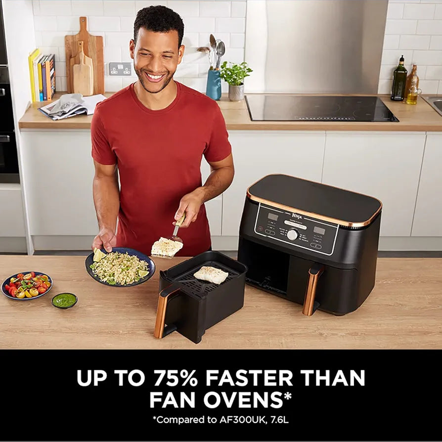 Ninja Foodi MAX Dual Zone Air Fryer,  Tongs, 2 Drawers, 9.5L, 6-in-1, AF400UKCP