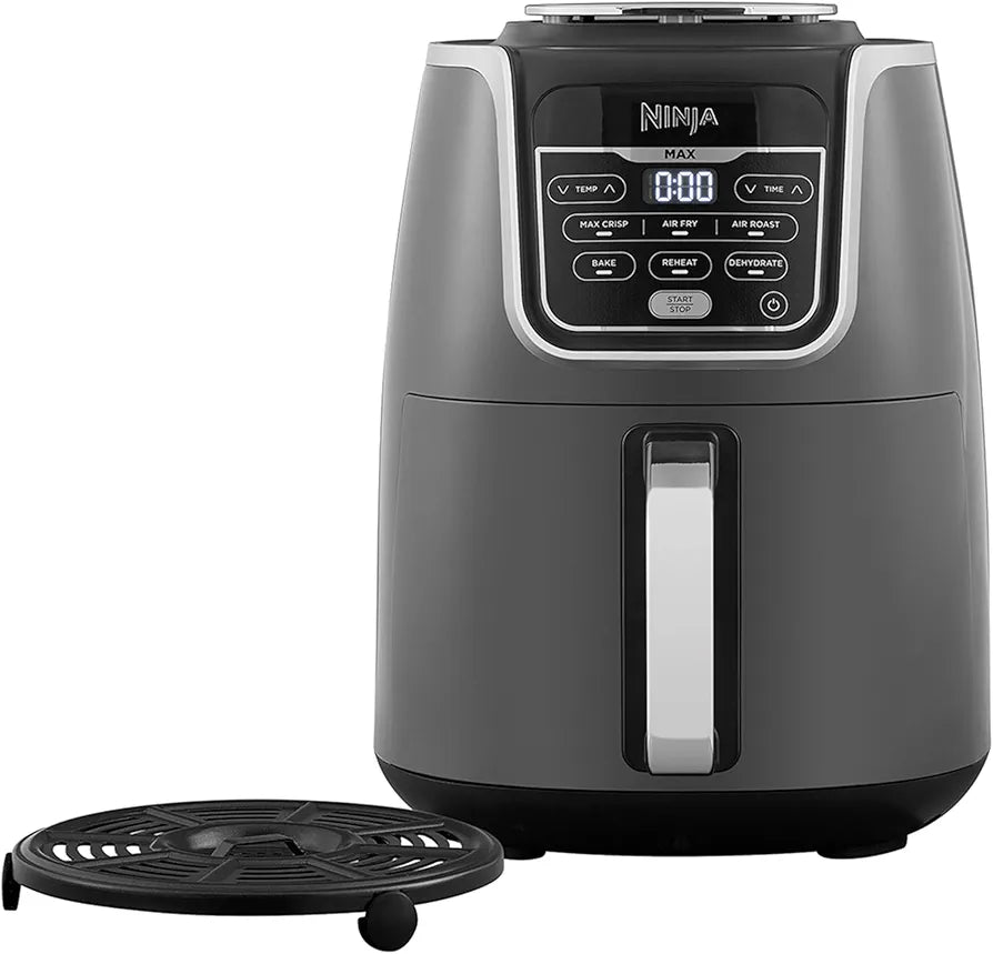 Ninja Air Fryer MAX, 5.2L, 6-in-1, Uses No Oil, Air Fry, Max Crisp, Roast, Bake, Reheat, Dehydrate, Family Size, Digital, Cook From Frozen, Non-Stick, Dishwasher Safe Basket, Grey & Black, AF160UK
