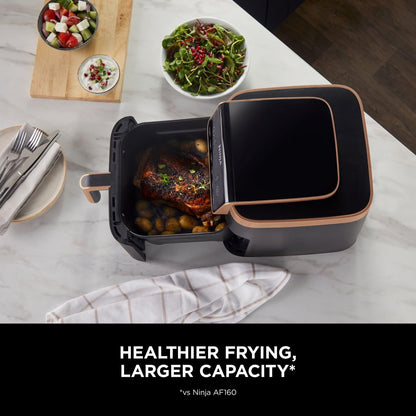 Ninja Air Fryer MAX PRO AF180UKCP – 6.2L Large Single Drawer Air Fryer, No Oil Cooking, Roast, Bake & Air Fry, Family Size, Black & Copper