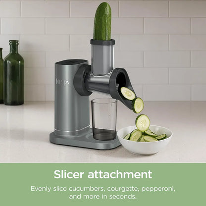 Ninja 3-in-1 Cold Press Juicer with Slice and Shred Blades, 700ml Jug and 1.1L Pulp Container, Make Fresh Juices and Process Vegetables, Compact, Dishwasher Safe Removeable Parts, Grey JC152UK