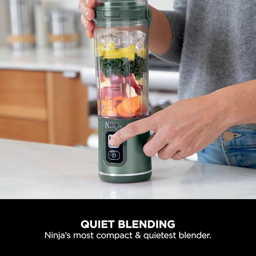 Ninja Blast Portable Blender, 530ml, Leakproof Lid & Sip Spout, Powerful Cordless Mini Blender, Rechargeable, Portable Smoothies, Protein Shakes, Blends Ice & Frozen Fruit, Forest Green, BC151UKEM