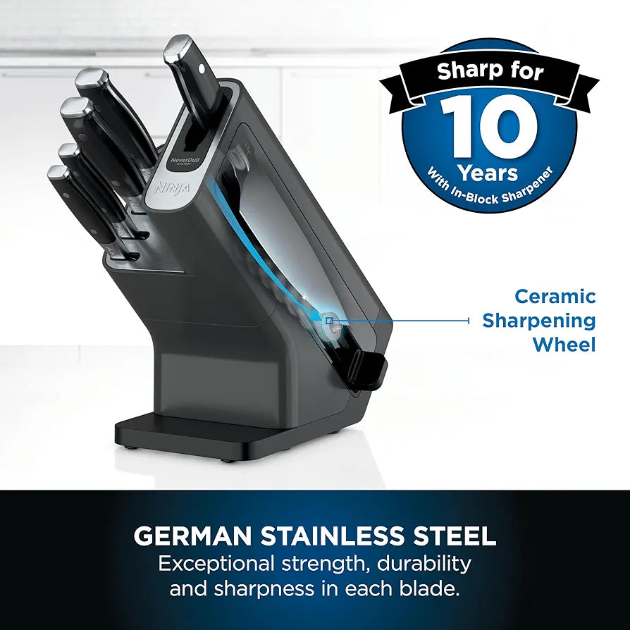 Ninja Foodi StaySharp 5-Piece Knife Set, Block & Sharpener