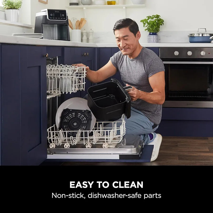 Ninja Air Fryer MAX PRO, 6.2L, Uses No Oil, Large Square Single Drawer, Roast, Bake, Air Fry, Digital, Cook From Frozen, Non-Stick, Dishwasher Safe Basket & Crisper Plate, Grey, AF180UKBRN