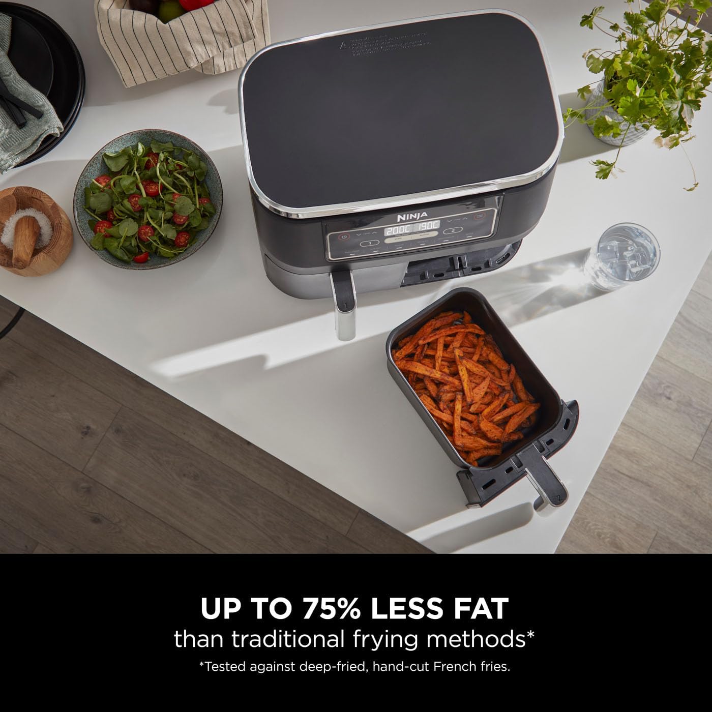 Ninja Foodi Dual Zone Digital Air Fryer, 2 Drawers, 7.6L, 6-in-1, Black AF300UK