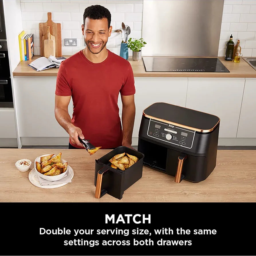 Ninja Foodi MAX Dual Zone Air Fryer,  Tongs, 2 Drawers, 9.5L, 6-in-1, AF400UKCP