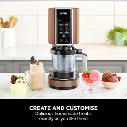 Ninja CREAMi Ice Cream Maker & Frozen Dessert Maker with 3 Tubs, 7 Programs, Makes Ice Cream, Gelato, Sorbet, Smoothie Bowl, Milkshakes and more, Makes 1.4L of Ice Cream, Black & Copper, NC300UKCP